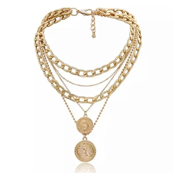 Multiple Chain Choker Necklace Gold or Silver - Picture 3 of 17